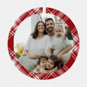 Red White Tartan Plaid Family Photo Ornament (Voorkant)