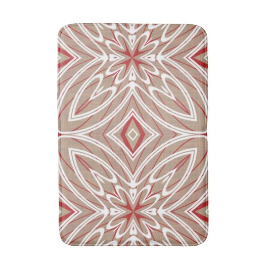 Red White Taupe  Retro Nouveau Deco Patroon Badmat (Voorkant Verticaal)