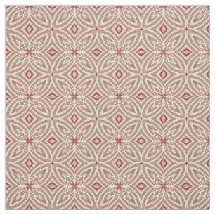 Red White Taupe  Retro Nouveau Deco Patroon Stof