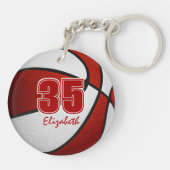 red white team sportcadeaus jongens basketbal sleutelhanger (Achterkant)