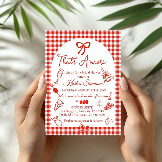 Red White That's Amore Bridal Shower Invitation Kaart