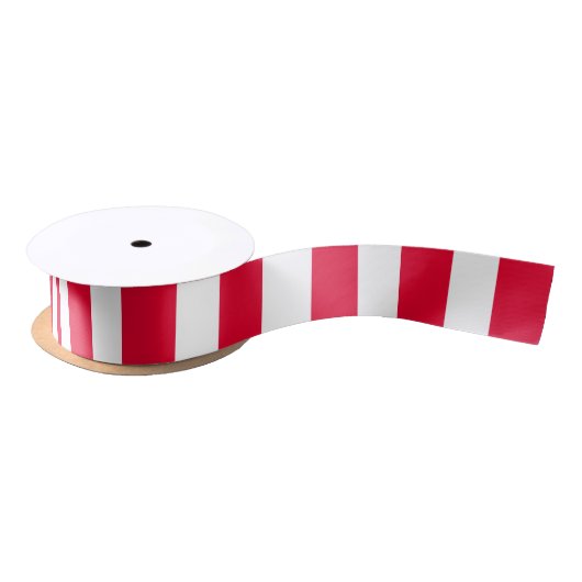 Red & White Thick Stripes Satijnen Lint (Spoel)