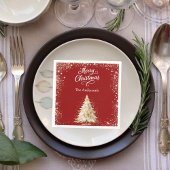 Red white tree snow glitter script Christmas Servet