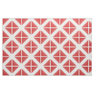 Red White Trendy Triangles Pattern Fabric Stof