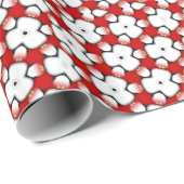 Red White Tri Floral Pattern cadeaupapier (Rol Hoek)