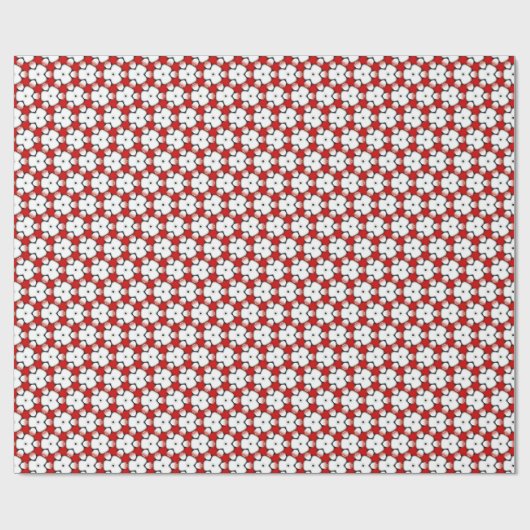 Red White Tri Floral Pattern cadeaupapier (Vlak)