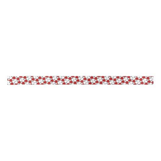 Red White Tri Floral Pattern Ribbon Satijnen Lint (Voorkant)