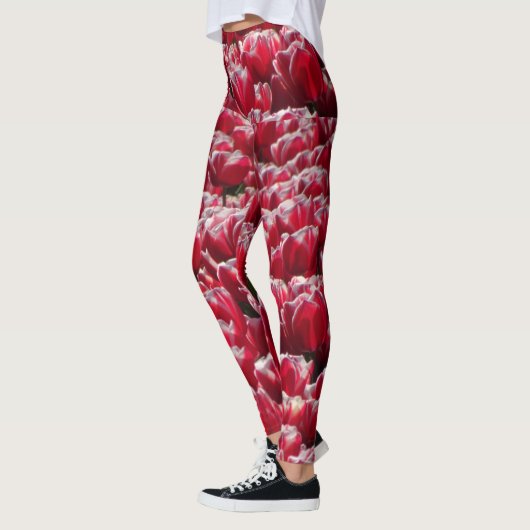 Red White Tulps Pattern Legging (Links)
