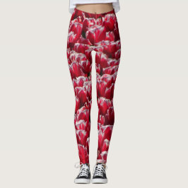 Red White Tulps Pattern Legging