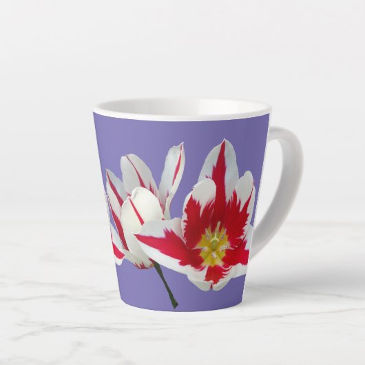 Red White Tulps sluiten Lila latte Mok (Rechterhoek)