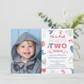 Red White, TWEE 2e verjaardag met Pizza Kaart (Staand voorkant)