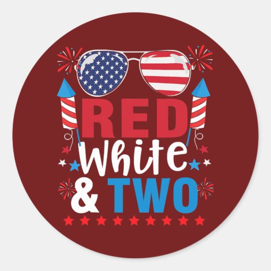 Red White Twee grappige 2e verjaardag op 4 juli jo Ronde Sticker (Voorkant)