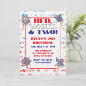 Red, White, & Two, 2nd Birthday Kaart (Staand voorkant)