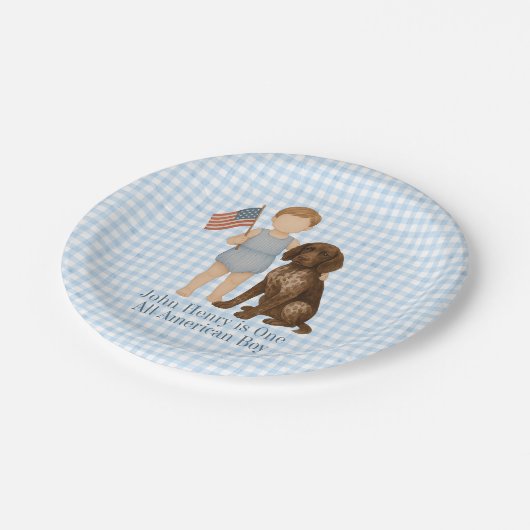 Red White Two - One All American Boy Paper Plates Papieren Bordje (Gekanteld)