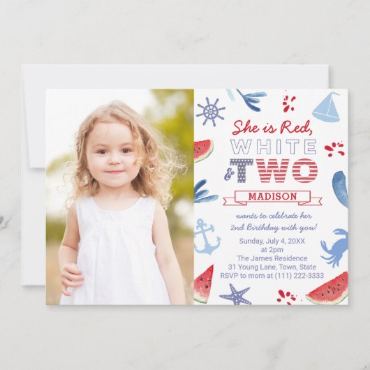 Red White TWO Seaside Shells 2e verjaardag Kaart (Voorkant)