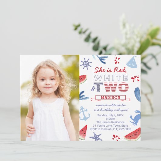 Red White TWO Seaside Shells 2e verjaardag Kaart (Staand voorkant)