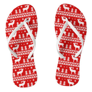 Red White Ugly kerstkeukenpatroon Teenslippers