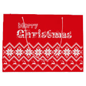 Red & White Ugly Sweater Christmas Gift Bag Groot Cadeauzakje (Achterkant)