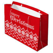 Red & White Ugly Sweater Christmas Gift Bag Groot Cadeauzakje (Achterkant Gekanteld)