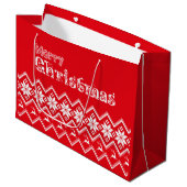 Red & White Ugly Sweater Christmas Gift Bag Groot Cadeauzakje (Voorkant Gekanteld)