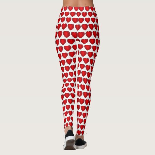 Red White Valentijnsdag Snoep Heart Love Pattern Leggings (Achterkant)