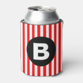 Red White Vertical Stripes Black Monogram Blikjeskoeler (Blikje Voorkant)