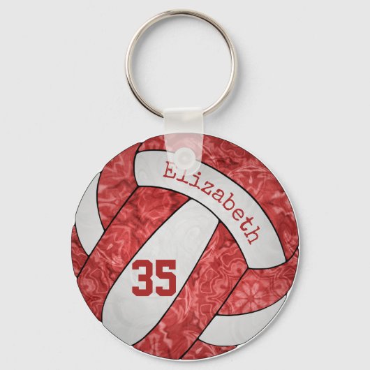 red white volleyball sleutelhanger w name jersey n (Voorkant)