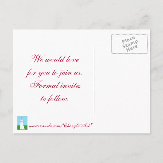 Red White Wedding-jurk, sla de date Briefkaarten o (Achterkant)