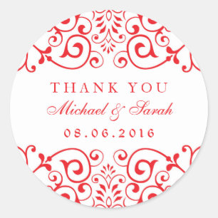 Red White Wedding Victoriaans Swirl Floral Sticker
