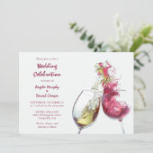 Red White Wine Dance Wedding Celebration Kaart (Staand voorkant)
