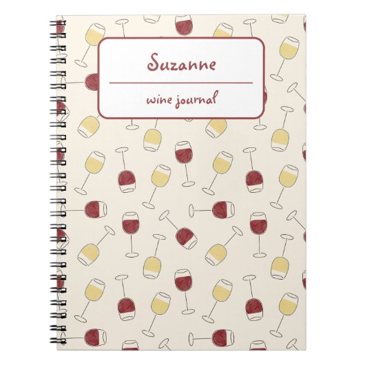 Red White Wine Glass Journal gepersonaliseerd Noti Notitieboek (Voorkant)