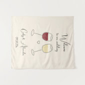 Red White Wine Glass Wedding Welcome Wandkleed (Voorkant (horizontaal))