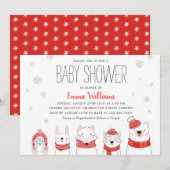 Red White Winter Snow Woodland Animals Baby shower Kaart (Voorkant / Achterkant)