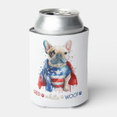 Red White Wof Patriotic French Bulldog 4 juli Blikjeskoeler (Blikje Voorkant)
