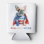 Red White Wof Patriotic French Bulldog 4 juli Blikjeskoeler (Voorkant)