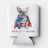 Red White Wof Patriotic French Bulldog 4 juli Blikjeskoeler (Achterkant)