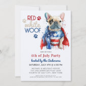 Red White Wof Patriotic French Bulldog 4 juli Kaart (Voorkant)