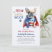 Red White Wof Patriotic French Bulldog 4 juli Kaart (Staand voorkant)