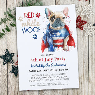 Red White Wof Patriotic French Bulldog 4 juli Kaart