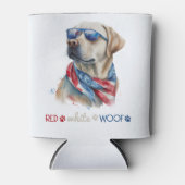 Red White Wof Patriotic Labrador Dog 4 juli Blikjeskoeler (Voorkant)