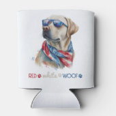Red White Wof Patriotic Labrador Dog 4 juli Blikjeskoeler (Achterkant)