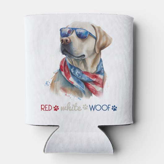 Red White Wof Patriotic Labrador Dog 4 juli Blikjeskoeler (Achterkant)