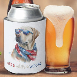 Red White Wof Patriotic Labrador Dog 4 juli Blikjeskoeler