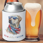 Red White Wof Patriotic Labrador Dog 4 juli Blikjeskoeler
