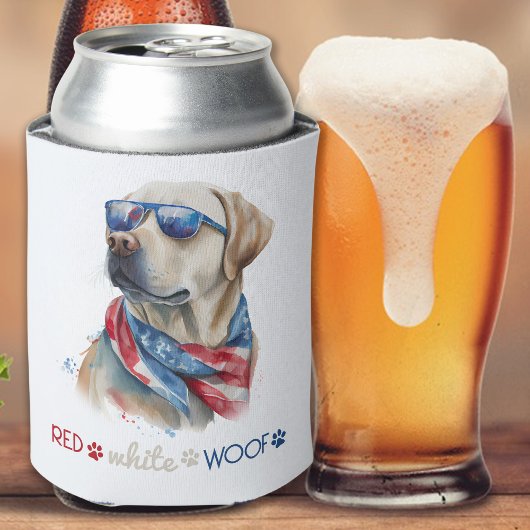 Red White Wof Patriotic Labrador Dog 4 juli Blikjeskoeler