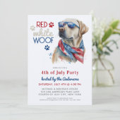 Red White Wof Patriotic Labrador Dog 4 juli Kaart (Staand voorkant)