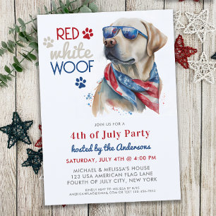 Red White Wof Patriotic Labrador Dog 4 juli Kaart