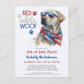 Red White Wof Patriotic Labrador Dog 4 juli Uitnodiging Briefkaart (Voorkant)