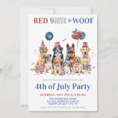 Red White & Woof Grappige Patriottische Honden 4 j Kaart (Voorkant)