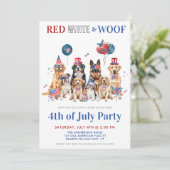 Red White & Woof Grappige Patriottische Honden 4 j Kaart (Staand voorkant)